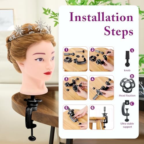 28" Mannequin Head with 80% Human Hair, Manikin Doll Head for Hair Styling - Image 6