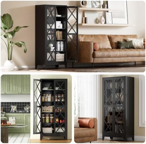 COFaR Metal Kitchen Cabinet, Pantry Storage Cabinets, 71" Tall Black ﻿ - Image 4