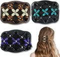 3 Pieces Stretchy Double Comb Hair Clip Magic Hair Side Combs for Women Elastic Wood Beaded Hair Bun Maker Hair Accessories for Curly Thick Wavy Hair (Purple, Blue, White) by BOYIVI
