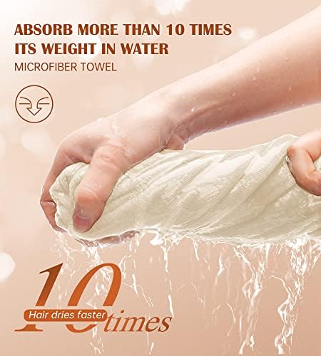 POPCHOSE Microfiber Hair Towel Wrap, 3-Pack, Beige, Pink, Blue - Image 2