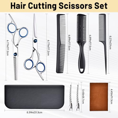 Hair Cutting Scissors Set, 4Cr13MoV Cutting and Thinning Shears, 9-Piece - Image 2