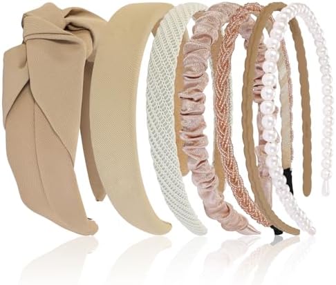 7 Pcs Headbands for Women Girls, Non Slip Cute Pearl Floral Padded Vintage Wide Fashion Multi-style Headbands for Girls by Unknown