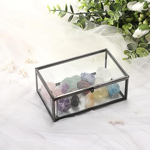 Hipiwe Vintage Glass Keepsake Box Clear Jewelry Display Lidded Box with Lid - Image 2