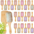 Tessco for you 24 Pcs Bamboo Hair Brushes for Women Bulk Wooden Paddle Brush Scalp Massage Bamboo Bristles Anti Static Men Engraving DIY Gift for Wedding Teacher (Multicolor) by Tessco