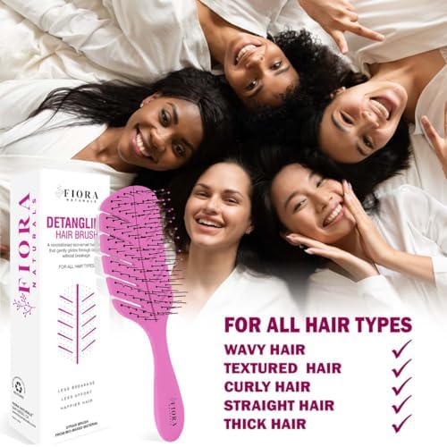 Fiora Naturals Detangler Brush for Wet and Dry Hair, Soft Detangling Brush - Image 6