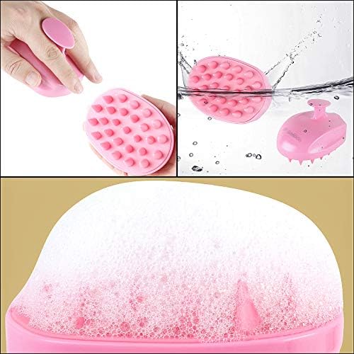 Scalp Massager Shampoo Brush, Hair Scalp Scrubber Shower Hair Brush Head Massager for Stress Relax Hair Growth, Dandruff Brush Scalp Exfoliator for Women Men Kids Pets, Pink - Image 4