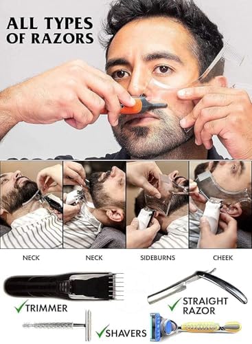 Men's Beard Trimming Kit, Beard Shaper Template with Built-in Comb & Stubble Beard Comb, Beard Lineup Tool for Straight/Curved Beard Line, Beard Grooming Accessories for All Beard Styles - Image 3