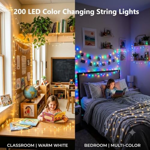 JMEXSUSS 200 LED Warm White & Multicolor Color Changing String Lights - Image 2