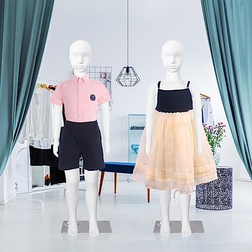 Child Mannequin Full Body Kids Dress Form Adjustable Detachable Manikin Body Display with Metal Base White - Image 2