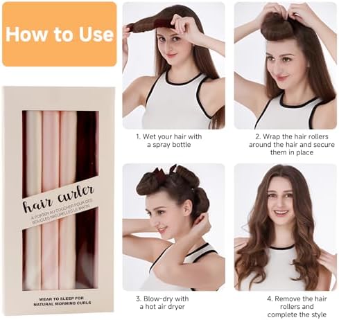 6Pcs Overnight Heatless Hair Curler Blowout Rods Jumbo (Gift Box) - Image 4