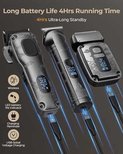 VGRPRO Hair Clippers for Men, Beard Trimmer, Foil Shaver 3-in-1 Clipper Set - Image 5