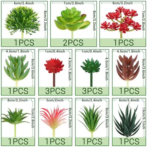 QUOZUO Artificial Succulents Plants, 16pcs Fake Succulents Plant for DIY Home Floral Wall Garden Office Party Decoration Colorful (Unpotted) - Image 2