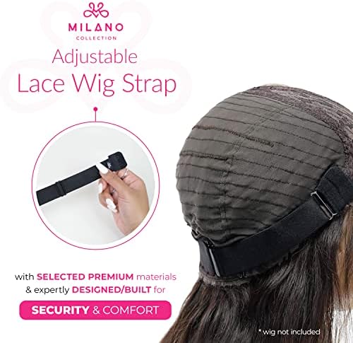 Milano Adjustable Elastic Wig Band with Hooks for Secure Fit & Comfort for Wigs and Lace Front Wigs - Wig Strap, Headband, & Wig Grip Accessories, Black - Image 3