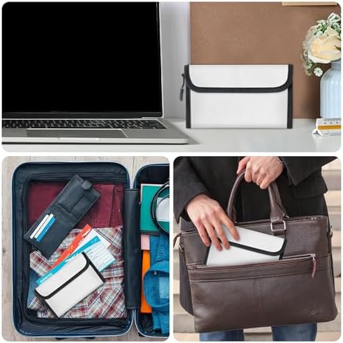 Fireproof Waterproof Document Bag - 5200°F Water Resistant Fire Proof Money Bag, 3 Layers of Heat Insulated Storage with Zipper, 7.9"x5" Portable Files Safe Pouch for Cash Passport (Grey) - Image 7