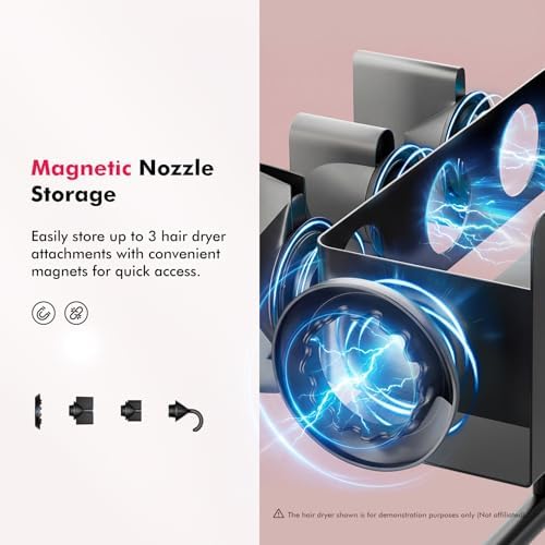 Hair Dryer Holder Wall Mounted for Dyson, Hair Tools Organizer with Magnetic Attachment Storage, Blow Dryer Holder for Hair Styling Tools & Accessories Organizer, Bathroom Salaon - Image 5