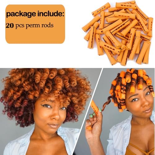 Perm Rods Set for Natural, Long, and Short Hair - Plastic Cold Wave Rods for Women's Hair Curling and DIY Hairdressing (20pcs Orange) - Image 5