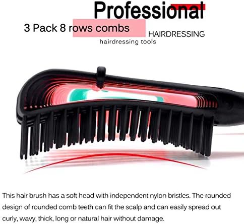 Hair Brush for Afro American/African Textured 3a to 4c Hair, Detangling Brush for Women's Knots, Wet/Dry/Oil/Thick/Long Hair, 4 pcs (Black+3 pcs) - Image 4