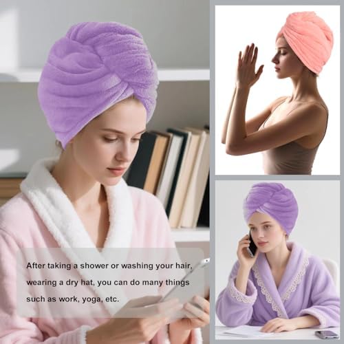 Microfiber Hair Drying Towel Wrap,Hair Turbans Towel for Wet Hair - Image 5