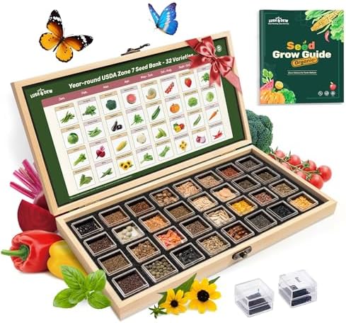 Year-Round Zone 7 Seed Bank, Gift for Mom Dad, 32 Varieties Heirloom Seeds by LUSHDEW