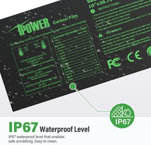 iPower Seedling Heat Mat for Plants with Dual Digital Temperature Controller, 10" x 20.75", Black - Image 3