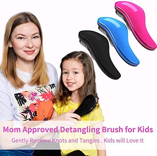 79STYLE 3Pcs Detangler Brush for Tangle-Free, No-Knot Glide Thru Hair - Kids & Women's Curly Hair Detangling Brush Comb (3 Colored 7.4 Inch - Pink) - Image 2
