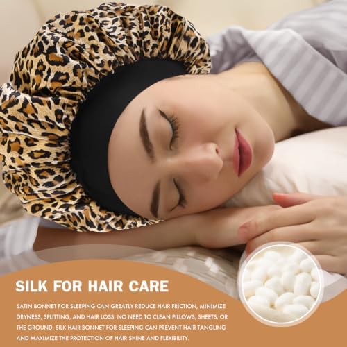 Satin Silk Bonnet for Hair, Double Layer Sleep Cap for Men & Women - Image 3