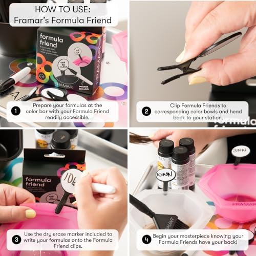 FRAMAR Formula Friend Clips 8 Pack, Dry Erase Labels for Hair Color Bowl - Image 2