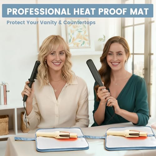 2 Pack Heat Resistant Hair Tool Travel Bag 2 in 1 Heat Proof Mat - Image 2