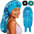 vidsel Long Bonnet with Tie, Satin Silk Sleep Bonnets for Women +Scrunchie by vidsel