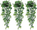 Whonline 3 Pack Artificial Hanging Plants Fake Plants with Pots for House Bedroom Wall Garden Decor by WHONLINE