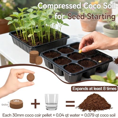Halatool 55 Pcs 30mm Compressed Coco Coir Pellets, Seed Starter Soil - Image 2