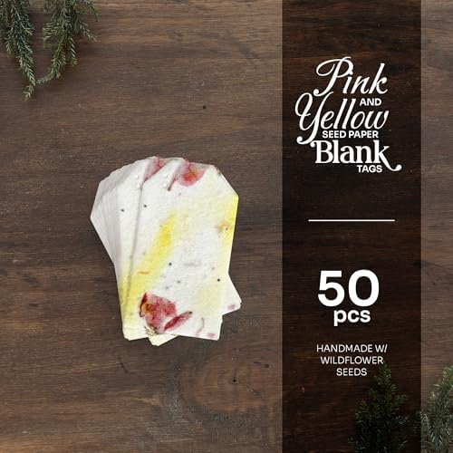 50 Pink & Yellow Plantable Seed Paper Tags - Image 2