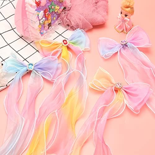 Little World Bow Hair Clips - Set of 4 Ribbon Hair Bows for Girl - Image 6