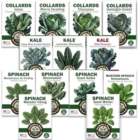 Collards, Kale, Spinach Seeds - Power Greens Variety Pack Collection: by WeGrowGoodFood