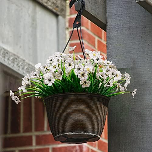 LikSoor 21 Bundles Artificial Outdoor UV Resistant Flowers No Fade Fake Outside Flowers Plastic Greenery Faux Shrubs Garden Porch Window Box Home Decoration (White) - Image 4
