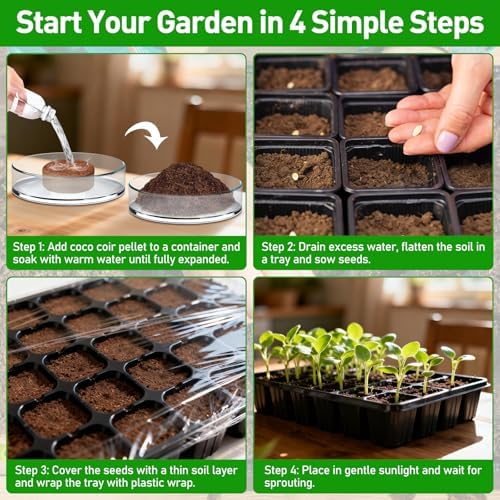 Riare 50 Pcs 40mm Organic Coco Coir Seed Starter Soil, Compressed Coconut Coir Potting Soil Mix for Seed Starting, Coconut Fiber Pellet for Planting, Vegetables, Garden, Indoor & Outdoor Plants - Image 5