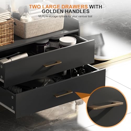 Salon Rolling Trolley with Lockable Wheels Gold Barber Cart - Image 2