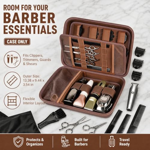 Boobowl Hard Travel Case for Hair Clippers, Hair Cutting Barber Supplies Organizer Bag, Trimmer Storage Holder for Ufree/for Wahl Men Razor Guard Grooming Kits -Box Only (Brown) - Image 2