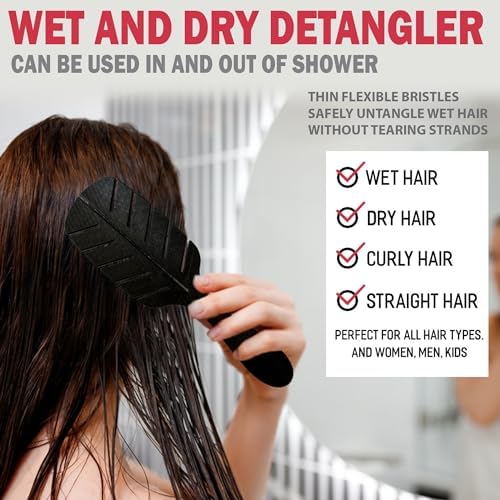 Fiora Naturals Detangler Brush for Wet and Dry Hair, Soft Detangling Brush - Image 4