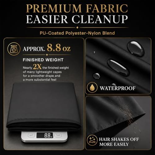Barber Cape with Clear Phone Viewing Window, Salon Hair Cutting Cape, Black - Image 3