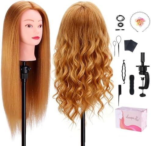 80% Human Hair Mannequin Head 26-28"Doll Head for Hair Hairdresser Practice by TopDirect