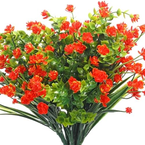 WILLBOND 12 Bundles UV Resistant Faux Flowers, Orange by Willbond+Technology+Limited