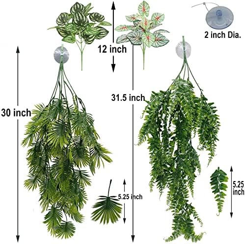 Reptile Plant for Bearded Dragon Tank Accessories, Terrarium Plant Artificial Decor for Snake Cage, Fake Plant for Leopard Gecko Habitat, Lizard Chameleon Ball Pythons (Group E) - Image 3