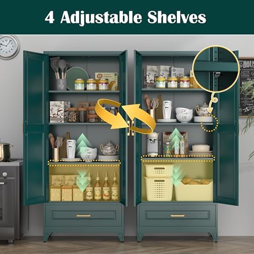 SteeLoong 75" Metal Storage Cabinet with Doors and 3 Adjustable Shelves - Image 4