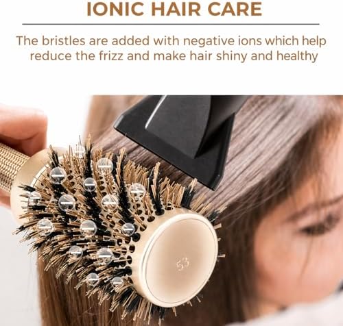 Professional Blow Dry Boar Round Brush for Straightening, Styling & Curling Shoulder-Length Hair, 1.7" Ceramic Barrel, 2.8" with Bristles - Image 6
