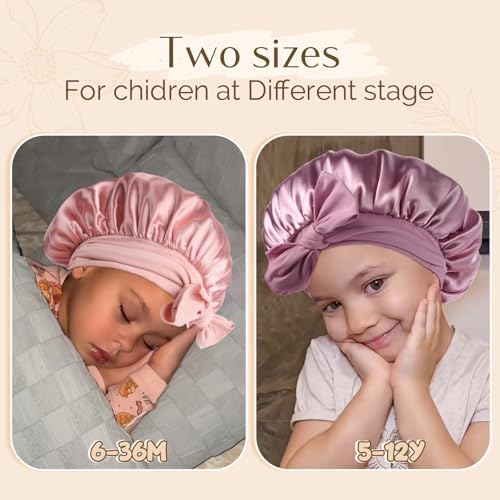 YANIBEST 2 PCS Soft Satin Bonnet, Overnight Protection, Kids Toddler Baby - Image 4