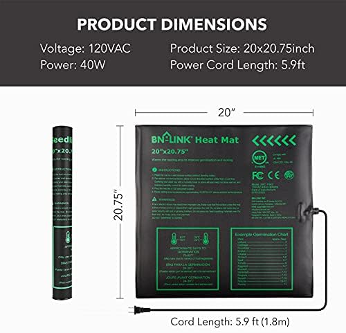 BN-LINK 20" x 20.75" Seedling Heat Mats for Seed Starting Plant Germination - Image 2
