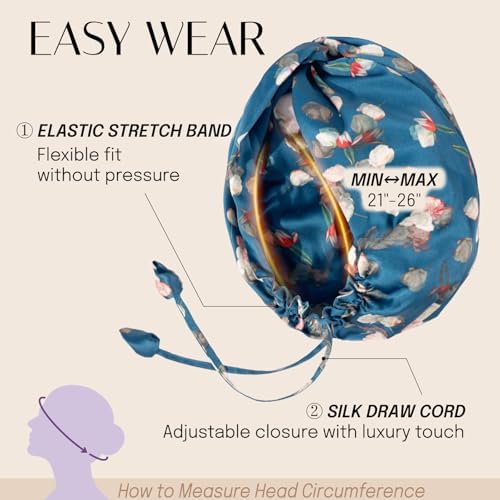 OLESILK Silk Hair Bonnet for Sleeping Women, 100% Mulberry Silk, Anti-Frizz - Image 6
