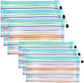 Mesh Bags with Zipper (6 Pack), Nylon Makeup Bag Cosmetic Pouches Travel Organizer Case for Purse Diaper Bag Home Organizing Striped Multi Size Blue by CarryEpic