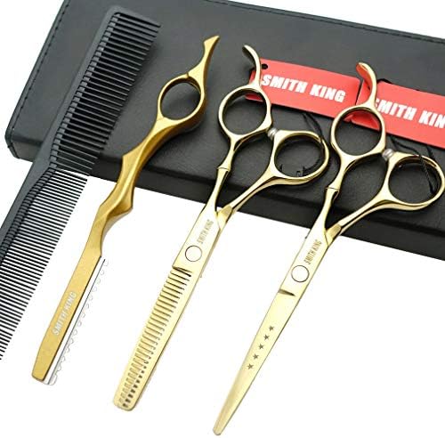 6.0 Inches Professional hair cutting thinning scissors set with razor (Gold) by Smithking